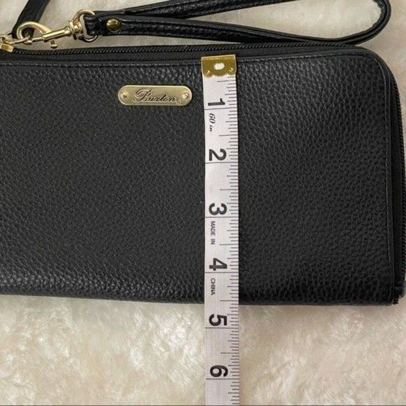 Buxton Wristet Zippered Travel Organize Convenient Pebbled Black - Picture 6 of 13